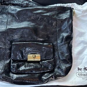Coach Shiny Black Leather Shoulder Bag
